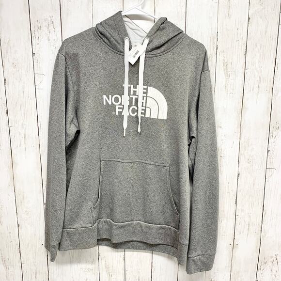 The North Face Sweatshirt Women Size Medium Hooded Drawstring Gray White Casual - Picture 1 of 6